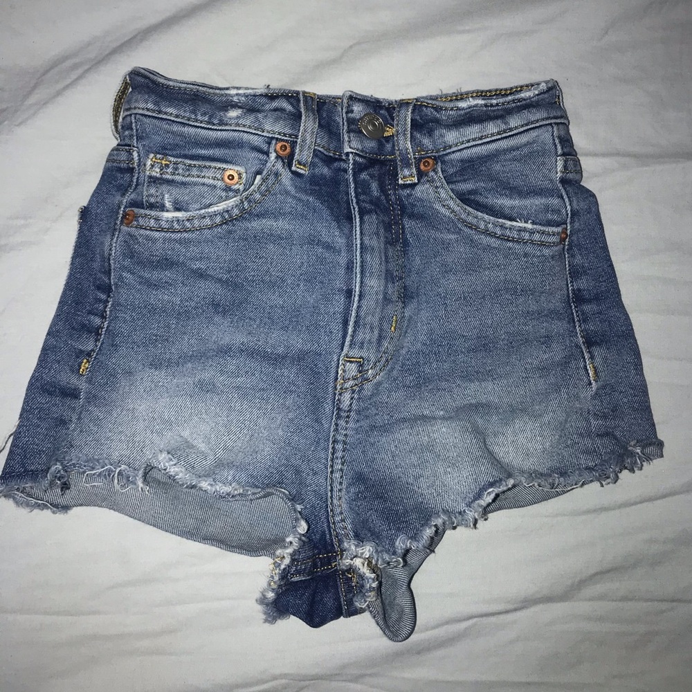High waisted jean shorts